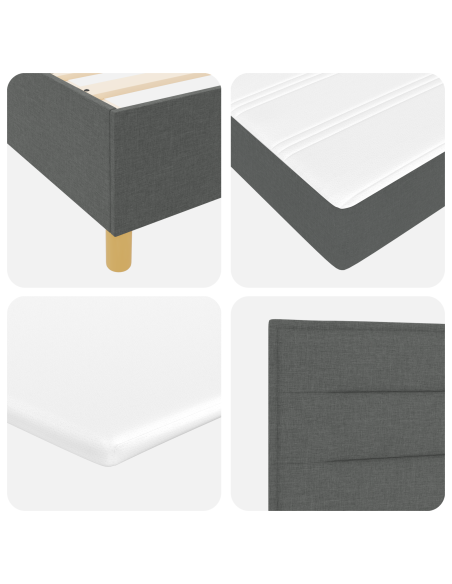 Letto a molle con materasso Grigio scuro 140 x 190 cm Tessuto