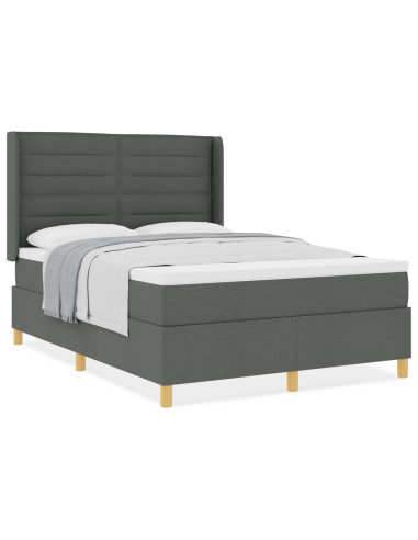 Letto a molle con materasso Grigio scuro 140 x 190 cm Tessuto