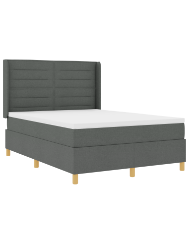 Letto a molle con materasso Grigio scuro 140 x 190 cm Tessuto