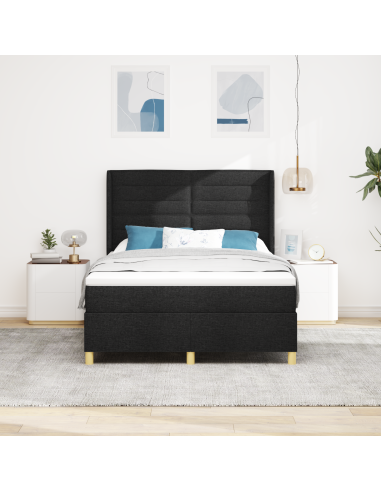 Letto a molle con materasso Nero 140 x 190 cm Tessuto