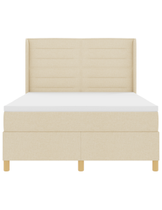 Letto a molle con materasso Crema 160 x 200 cm Tessuto 2