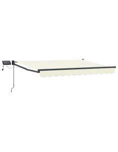 Tenda retrattile manuale con LED Crema 3,5 x 2 m