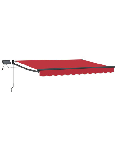 Tenda retrattile manuale con LED Rosso 3,5 x 2 m