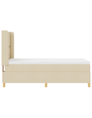 Letto a molle con materasso Crema 90 x 190 cm Tessuto