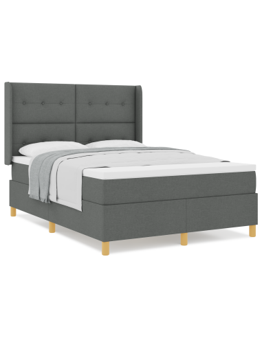Letto a molle con materasso Grigio scuro 140 x 190 cm Tessuto