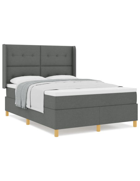 Letto a molle con materasso Grigio scuro 140 x 190 cm Tessuto