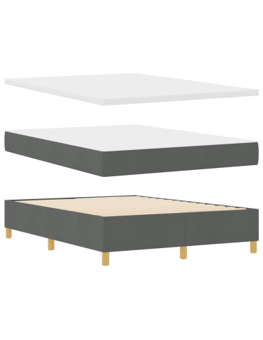 Letto a molle con materasso Grigio scuro 140 x 190 cm Tessuto