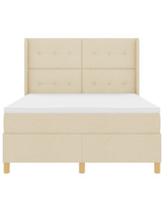 Letto a molle con materasso Crema 160 x 200 cm Tessuto 2