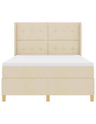 Letto a molle con materasso Crema 160 x 200 cm Tessuto