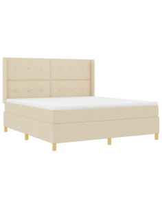 Letto a molle con materasso Crema 180 x 200 cm Tessuto 2