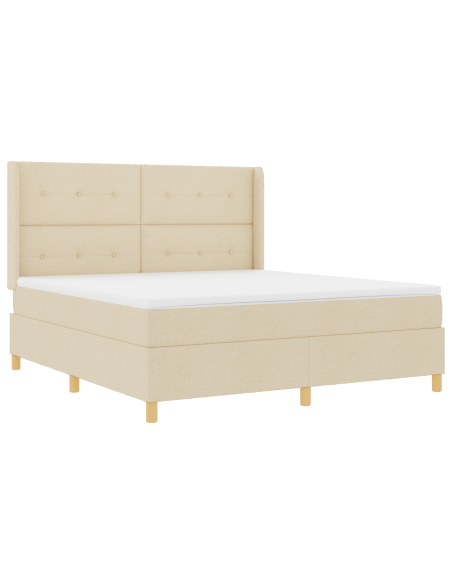 Letto a molle con materasso Crema 180 x 200 cm Tessuto