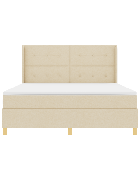 Letto a molle con materasso Crema 180 x 200 cm Tessuto
