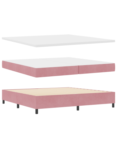 Letto a molle con materasso Rosa 200 x 200 cm Velluto