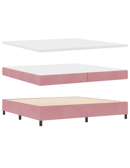 Letto a molle con materasso Rosa 200 x 200 cm Velluto