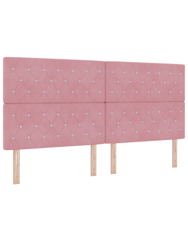 Letto a molle con materasso Rosa 200 x 200 cm Velluto