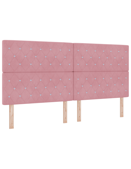 Letto a molle con materasso Rosa 200 x 200 cm Velluto