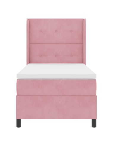 Letto a molle con materasso Rosa 100 x 200 cm Velluto