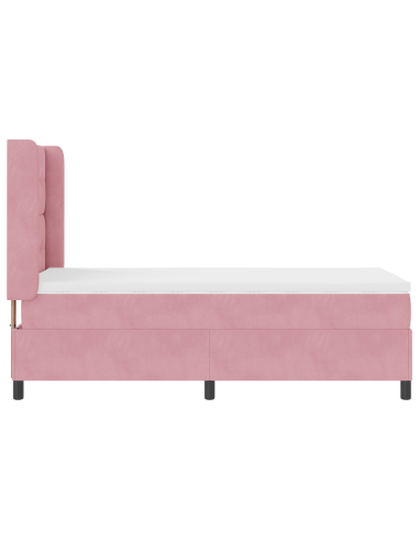 Letto a molle con materasso Rosa 100 x 200 cm Velluto