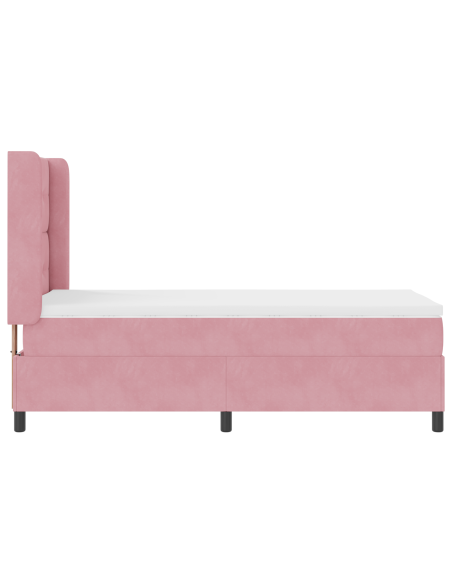 Letto a molle con materasso Rosa 100 x 200 cm Velluto
