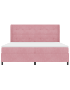 Letto a molle con materasso Rosa 200 x 200 cm Velluto 2