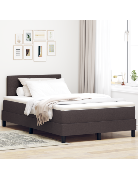 Letto a molle con materasso Marrone Scuro 120 x 200 cm Tessuto