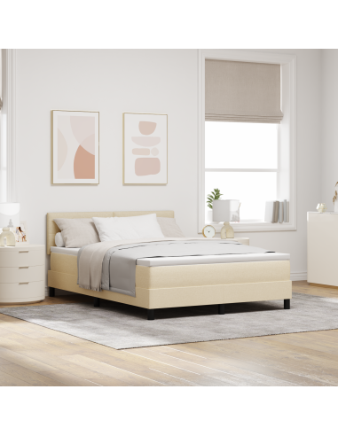 Letto a molle con materasso con led Crema 160 x 200 cm Tessuto