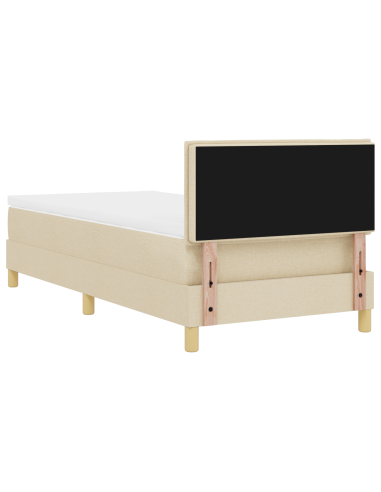 Letto a Sorgente LED con materasso Crema 90 x 190 cm Tessuto