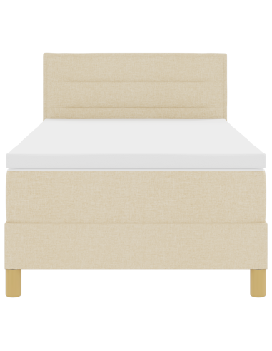 Letto a Sorgente LED con materasso Crema 90 x 190 cm Tessuto