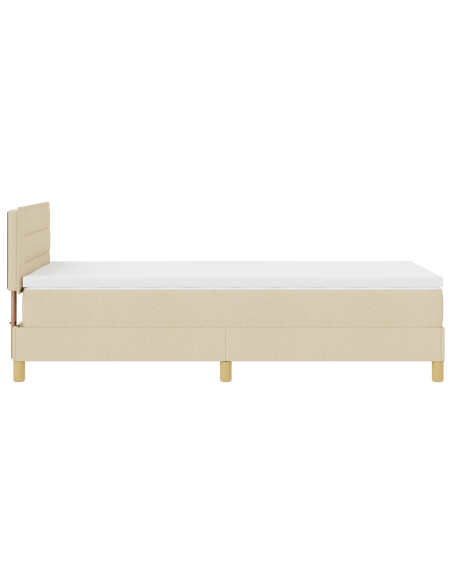 Letto a Sorgente LED con materasso Crema 90 x 190 cm Tessuto