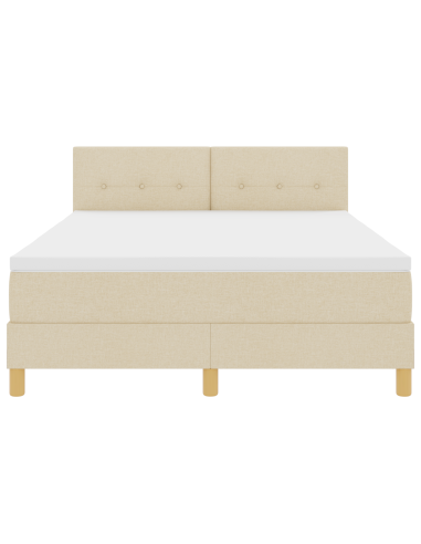 Letto a Sorgente LED con materasso Crema 160 x 200 cm Tessuto