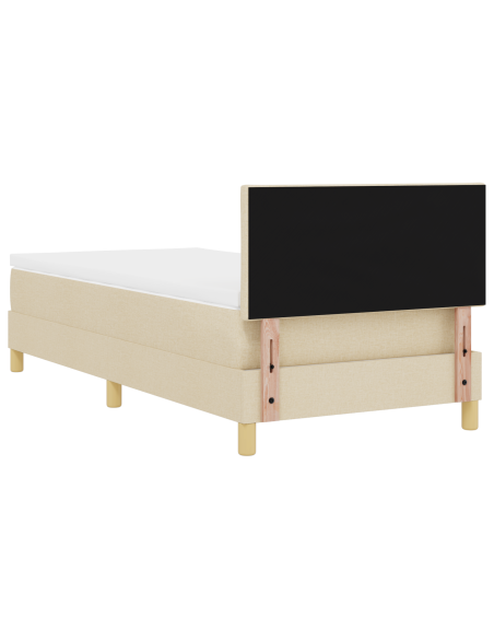 Letto a Sorgente LED con materasso Crema 90 x 190 cm Tessuto