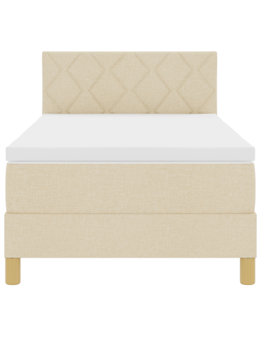 Letto a Sorgente LED con materasso Crema 90 x 190 cm Tessuto