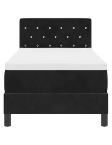 Letto a Sorgente LED con materasso Nero 80 x 200 cm Velluto