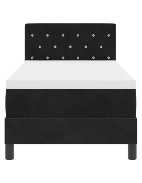 Letto a Sorgente LED con materasso Nero 80 x 200 cm Velluto