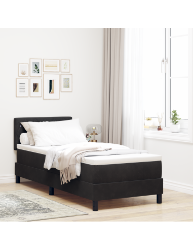 Letto a Sorgente LED con materasso Nero 80 x 200 cm Velluto