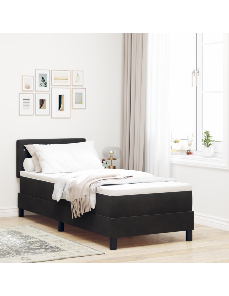 Letto a Sorgente LED con materasso Nero 80 x 200 cm Velluto