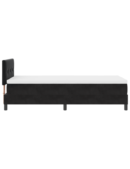 Letto a Sorgente LED con materasso Nero 80 x 200 cm Velluto