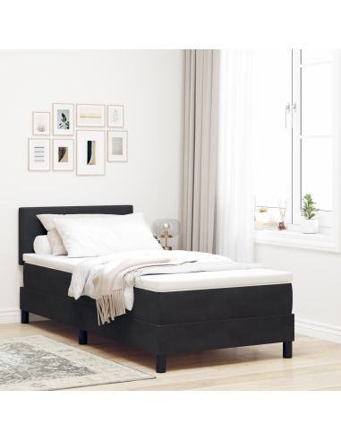 Letto a Sorgente LED con materasso Nero 80 x 200 cm Velluto