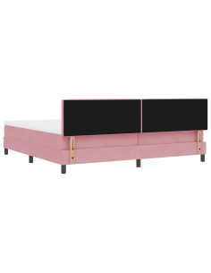 Letto a Sorgente LED con materasso Rosa 200 x 200 cm Velluto 2