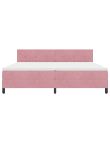 Letto a Sorgente LED con materasso Rosa 200 x 200 cm Velluto