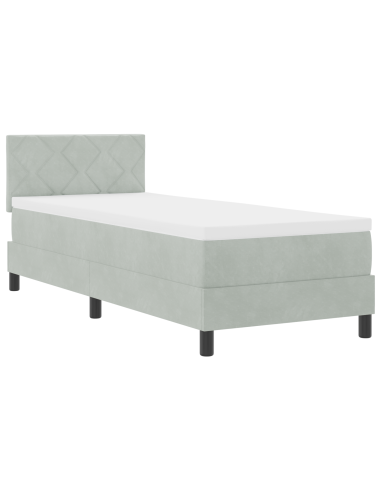 Letto a Sorgente LED con led Grigio chiaro 80 x 200 cm Velluto