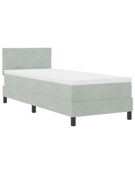 Letto a Sorgente LED con led Grigio chiaro 80 x 200 cm Velluto