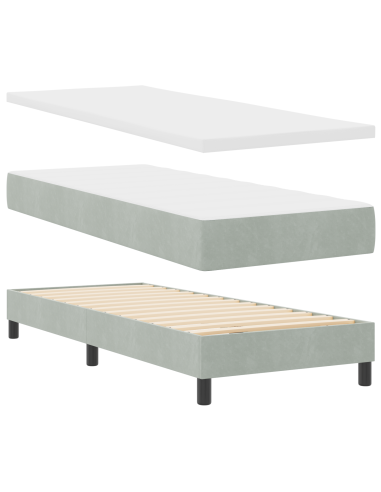 Letto a Sorgente LED con led Grigio chiaro 80 x 200 cm Velluto