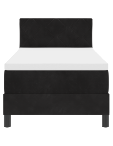 Letto a Sorgente LED con materasso Nero 80 x 200 cm Velluto