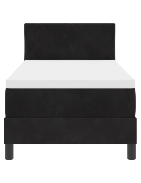 Letto a Sorgente LED con materasso Nero 80 x 200 cm Velluto