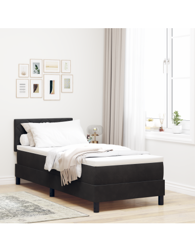 Letto a Sorgente LED con materasso Nero 80 x 200 cm Velluto