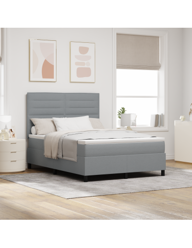 Letto a molle con materasso Grigio chiaro 140 x 190 cm Tessuto