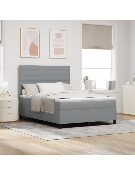 Letto a molle con materasso Grigio chiaro 140 x 190 cm Tessuto