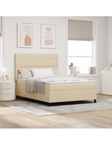 Letto a molle con materasso con led Crema 160 x 200 cm Tessuto