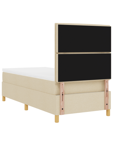 Letto a Sorgente LED con materasso Crema 90 x 190 cm Tessuto